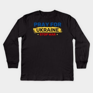 Pray for ukraine Russia Putin Puck Futin stand with ukrain Kids Long Sleeve T-Shirt